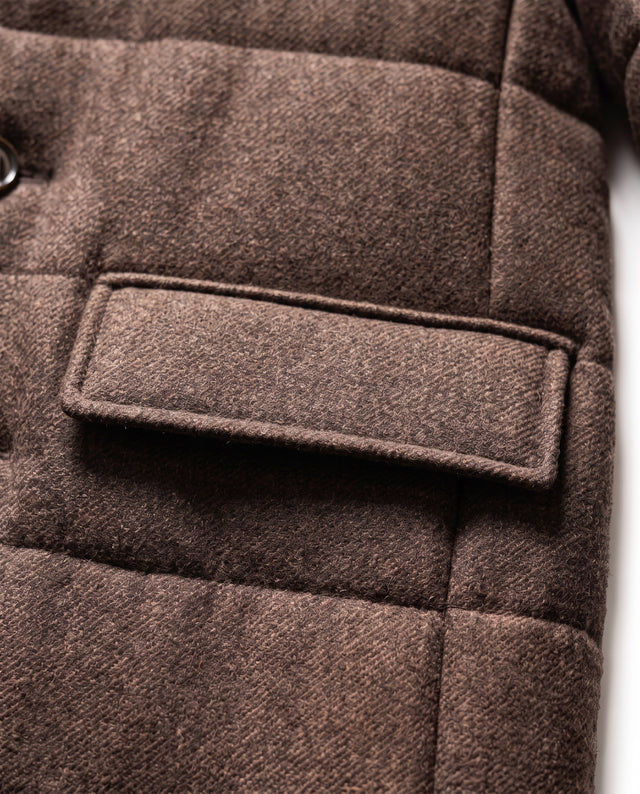 BLOUSON VÉRONE MATELASSÉ MARRON EN LAINE MÉLANGÉ AVEC PLASTRON INTÉRIEUR AMOVIBLE