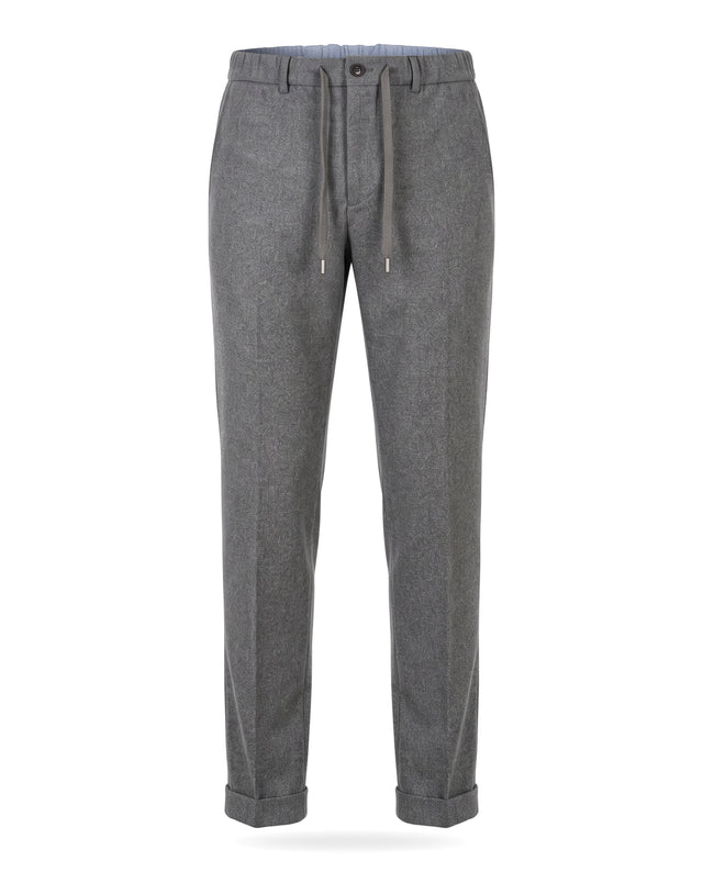 Pantalon "Télémaque" à Lacet amovible en Flanelle Gris Moyen Vitale Barberis Canonico®