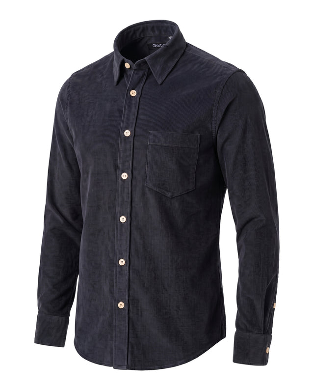 CHEMISE CORFOU EN VELOURS BLEU MARINE