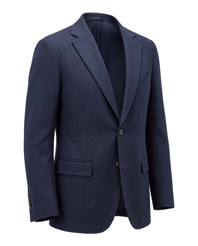 VESTE NAPOLITAINE ANTINOOS EN GROS PIQUÉ DE LAINE BLEU MARINE