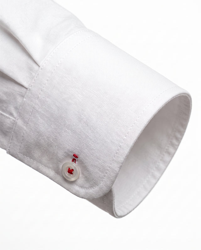CHEMISE CORFOU EN OXFORD BLANCHE AVEC GANSE BLEU BLANC ROUGE