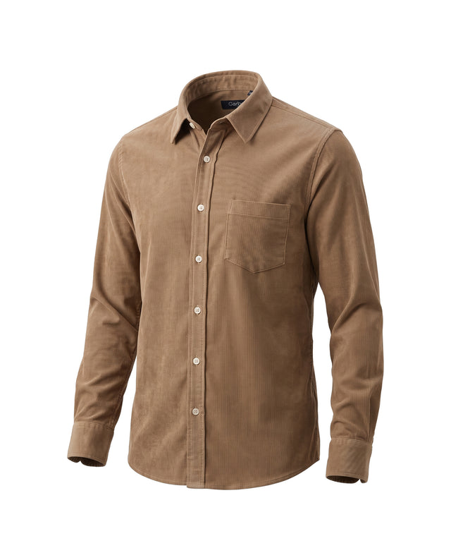 CHEMISE CORFOU EN VELOURS BEIGE / TAUPE