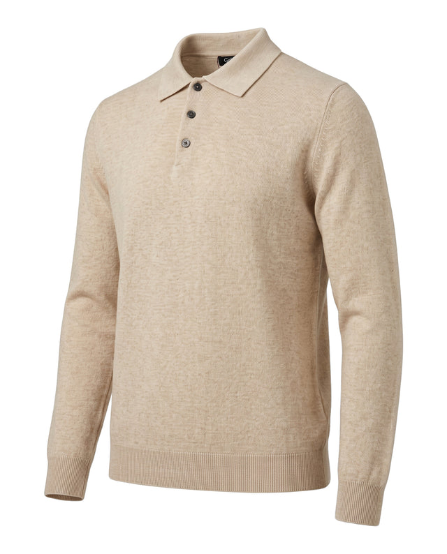 Pull Col Polo "Biella" Boutonnés Beige