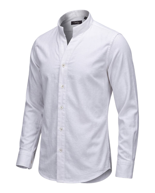 Chemise Col "Monte-Carlo" Blanche en Flanelle de Coton