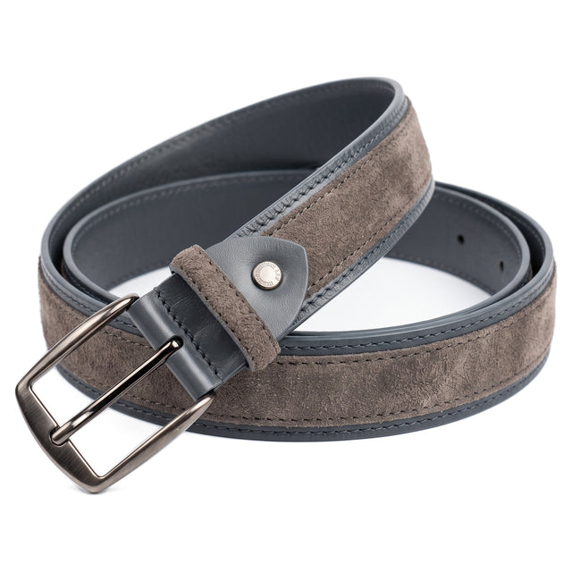 Ceinture "La Normande Chic" en Daim Grise avec Surpiqure