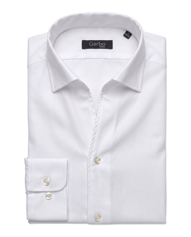 CHEMISE COL CAPRI EN PETIT PIQUÉ OXFORD BLANC