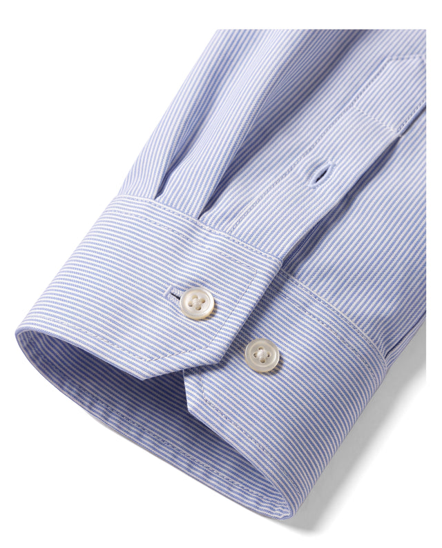 CHEMISE OFFICIER RAYÉE BLEU CIEL EN PETIT PIQUÉ OXFORD