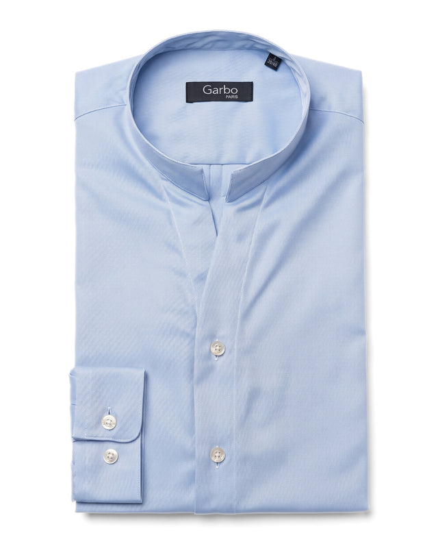 CHEMISE COL MONTE-CARLO EN PETIT PIQUÉ OXFORD BLEU CIEL