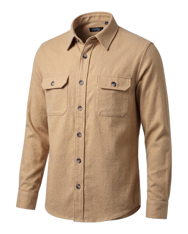 Surchemise "Alex" Camel en Flanelle de Coton Epaisse