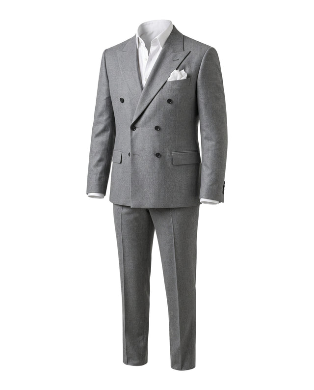 Costume Croisé "Florence" en Flanelle Gris Clair