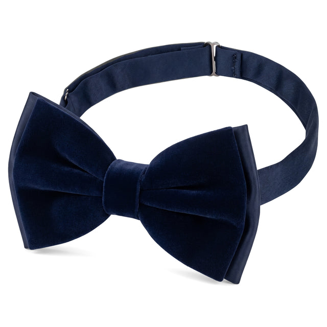 Noeud Papillon en Velour Lisse Bleu Marine