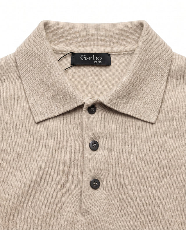 Pull Col Polo "Biella" Boutonnés Beige