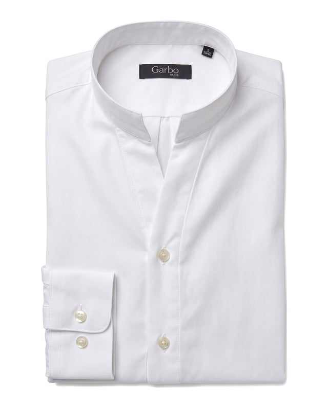 CHEMISE COL MONTE-CARLO EN PETIT PIQUÉ OXFORD BLANC