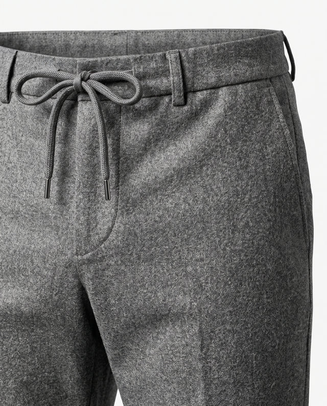 Pantalon "Télémaque" à Lacet amovible en Flanelle Gris Moyen Vitale Barberis Canonico®