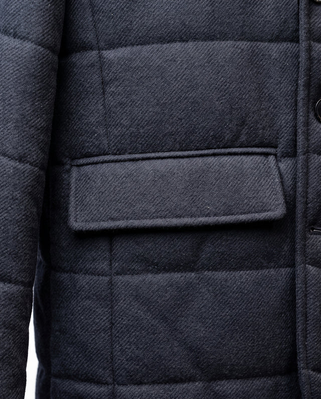 BLOUSON VÉRONE MATELASSÉ BLEU MARINE EN LAINE MÉLANGÉ AVEC PLASTRON INTÉRIEUR AMOVIBLE