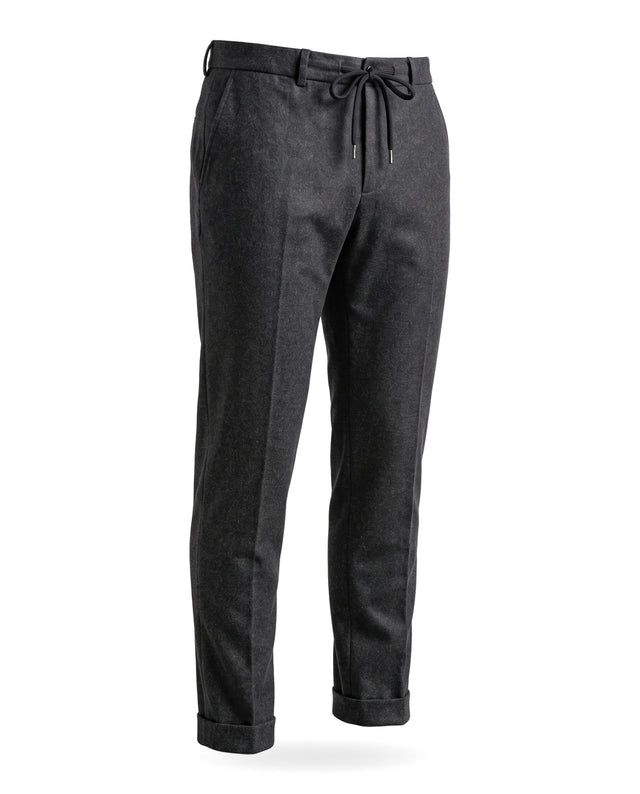 Pantalon "Télémaque" à Lacet amovible en Flanelle Gris Anthracite Vitale Barberis Canonico®