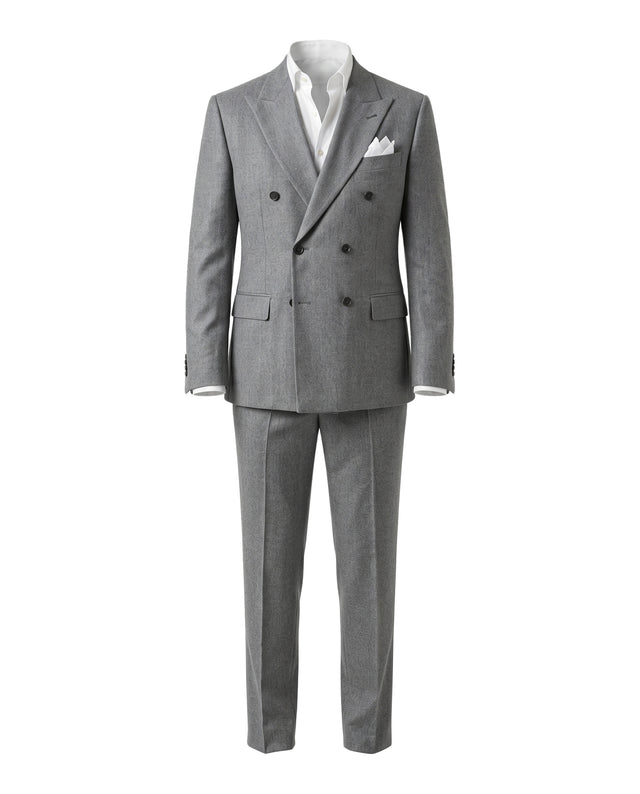 Costume Croisé "Florence" en Flanelle Gris Clair