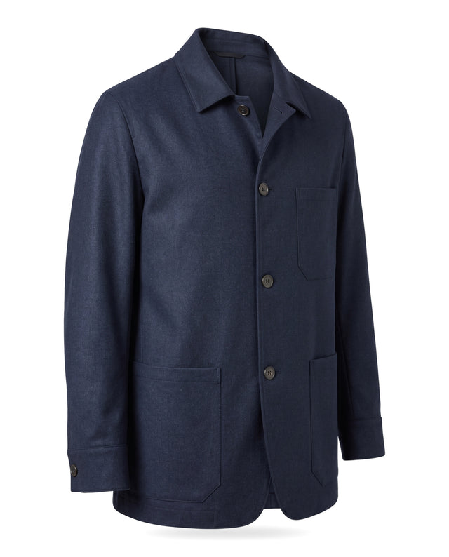 VESTE D'ARTISTE TÉLÉMAQUE EN FLANELLE DE CHEZ VITALE BARBERIS CANONICO® BLEU MARINE