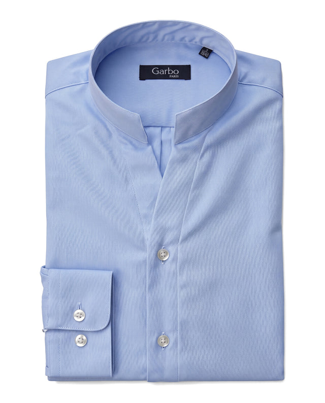 CHEMISE COL MONTE-CARLO EN PETIT PIQUÉ OXFORD BLEU CIEL