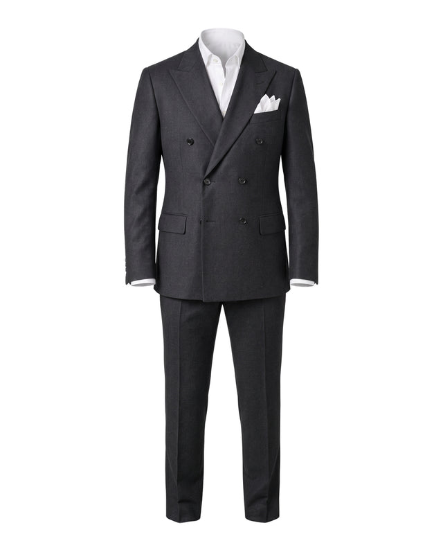 Costume Croisé "Florence" en Flanelle Gris Anthracite
