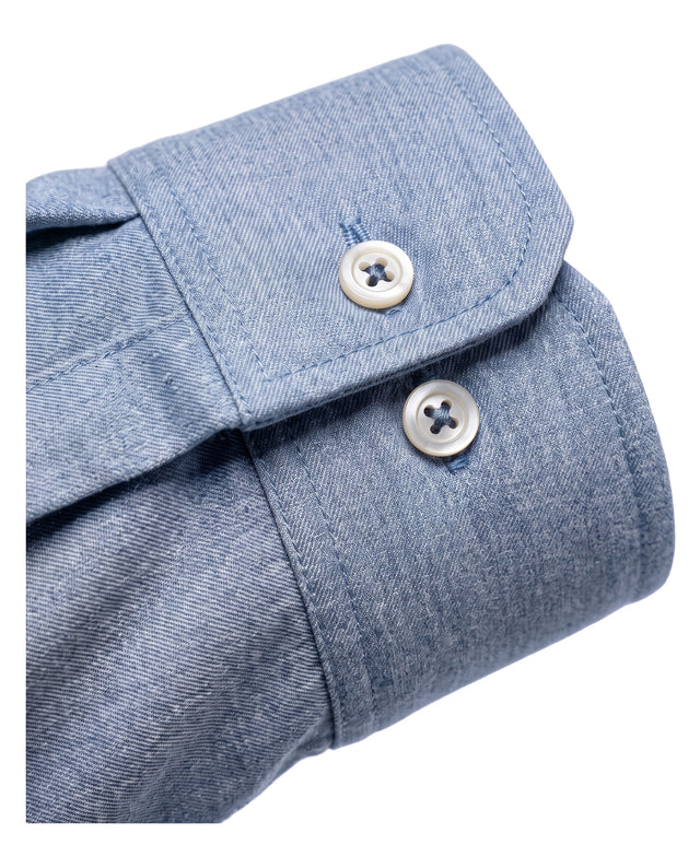 CHEMISE COL CUTAWAY EN TWILL DE FLANELLE BLEU CIEL