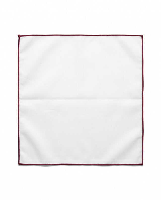 Pochette Coton Blanche Contour Bordeaux