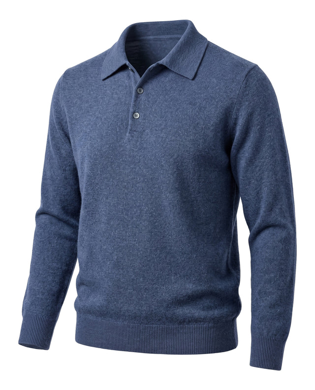 Pull Col Polo "Biella" Boutonnés Bleu
