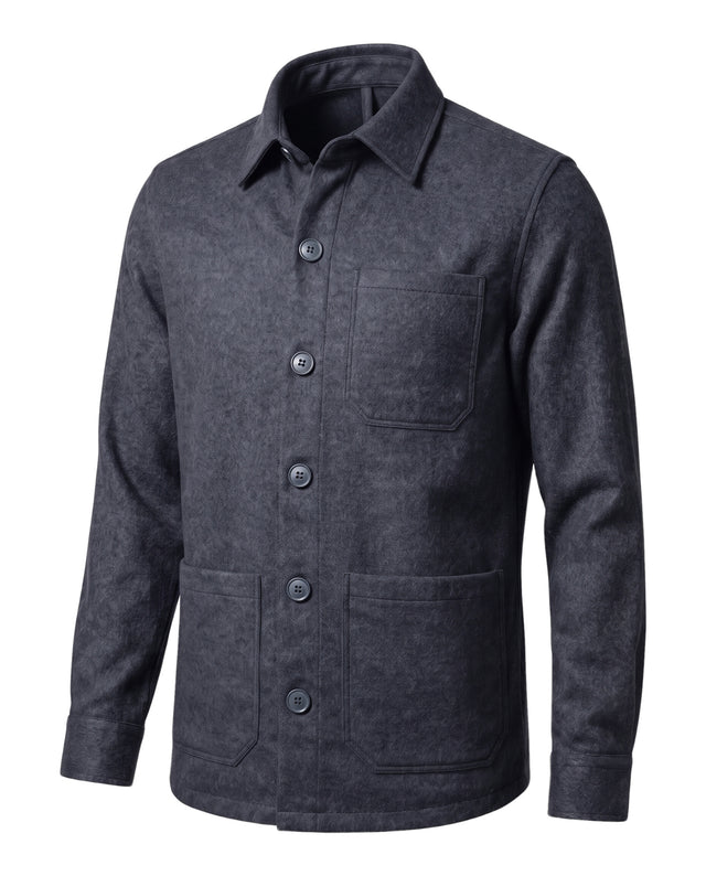 Surchemise "Gaston" en Laine Mélanger Bleu Marine