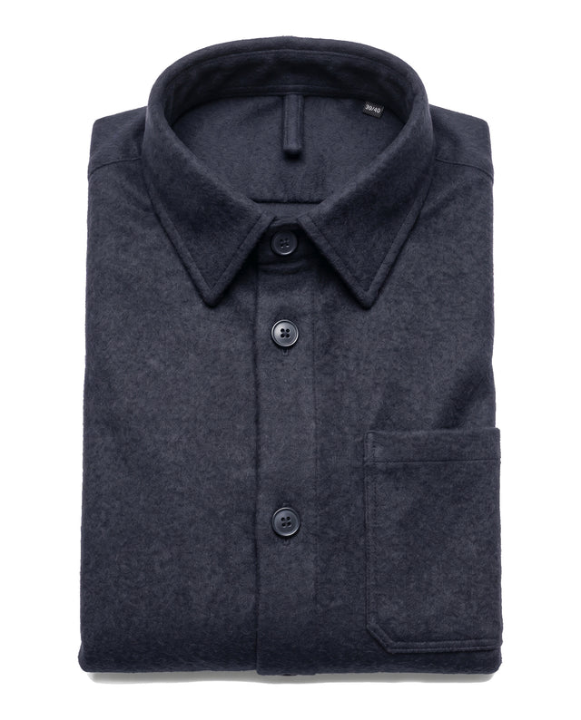 Surchemise "Gaston" en Laine Mélanger Bleu Marine