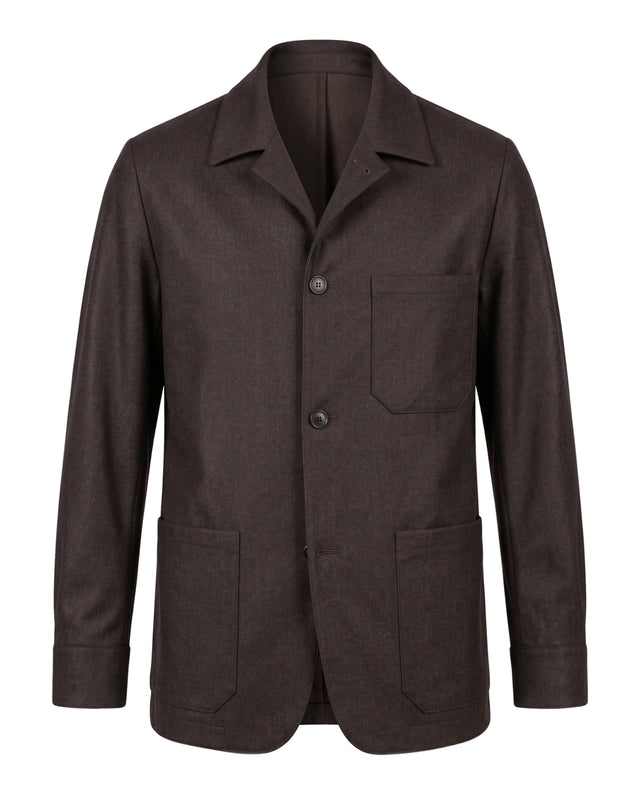 VESTE D'ARTISTE TÉLÉMAQUE EN FLANELLE DE CHEZ VITALE BARBERIS CANONICO® MARRON FONCÉ/CHOCOLAT