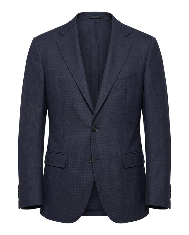 VESTE NAPOLITAINE ANTINOOS EN GROS PIQUÉ DE LAINE BLEU MARINE