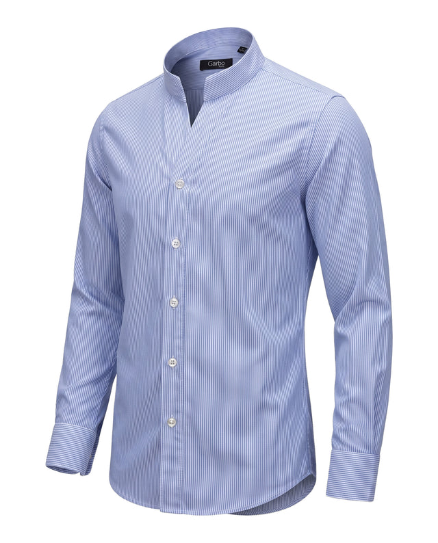 CHEMISE COL MONTE-CARLO EN OXFORD À RAYURES BLANCHE & BLEU