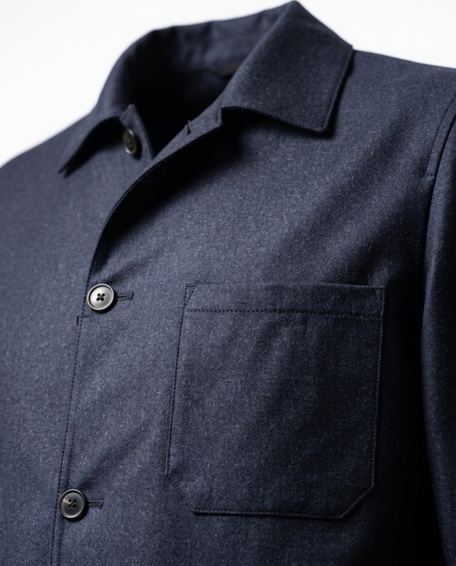 VESTE D'ARTISTE TÉLÉMAQUE EN FLANELLE DE CHEZ VITALE BARBERIS CANONICO® BLEU MARINE