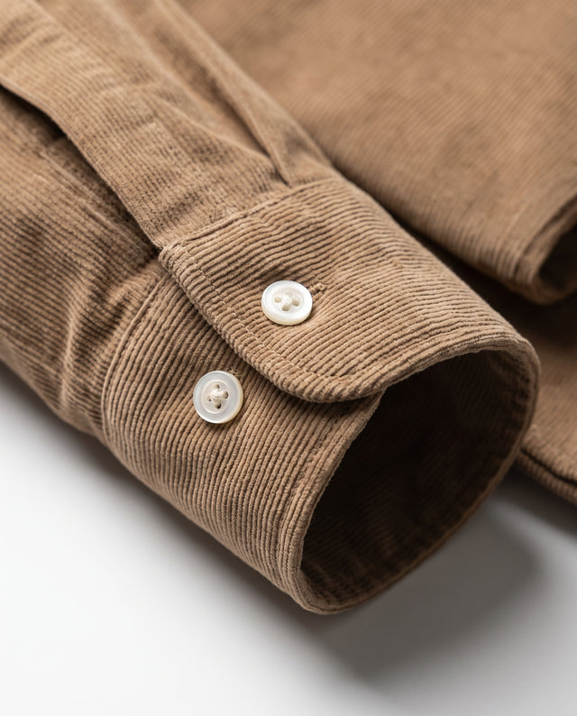 CHEMISE CORFOU EN VELOURS BEIGE / TAUPE