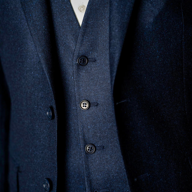 Costume "Copenhague" Bleu Marine en Tweed Chiné Vitale Barberis Canonico