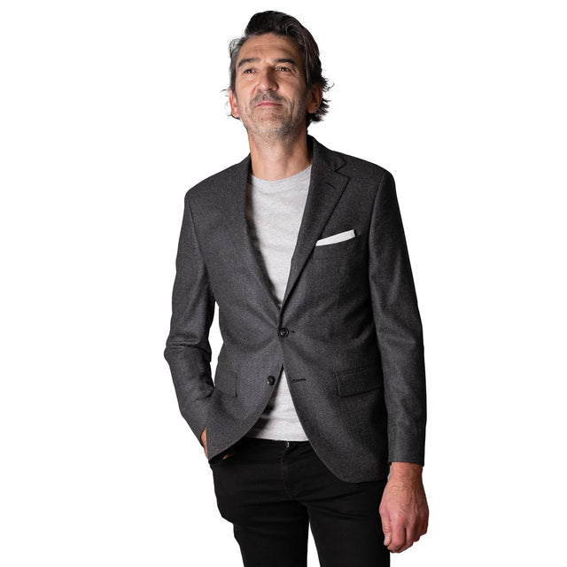 Veste "Belfast" Grise Chinée avec Coudières Grise Vitale Barberis Canonico