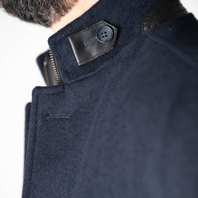 Manteau "Raspail" Bleu Marine avec Plastron intérieur amovible