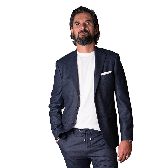 Veste "Bruxelles" Bleu Chinée Vitale Barberis Canonico