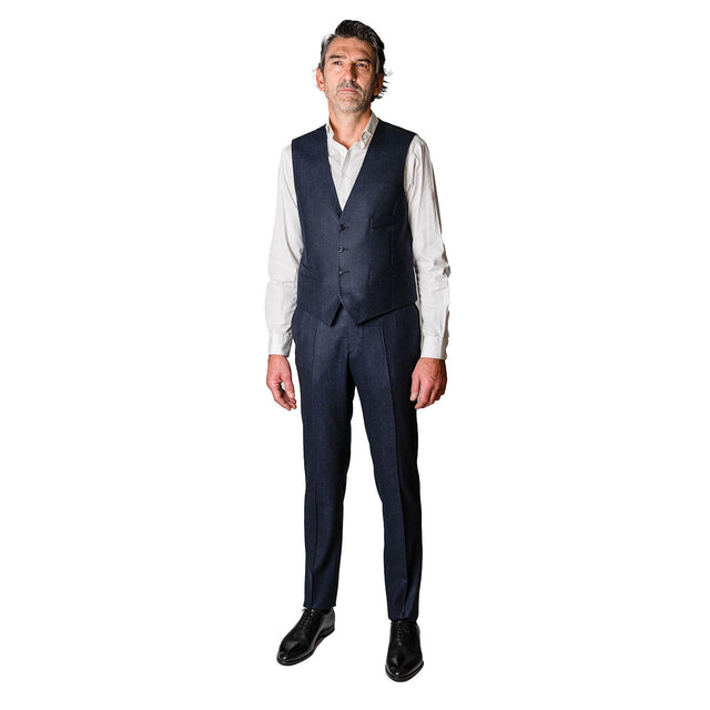 Gilet "Copenhague" en Tweed Chiné Bleu Marine Vitale Barberis Canonico