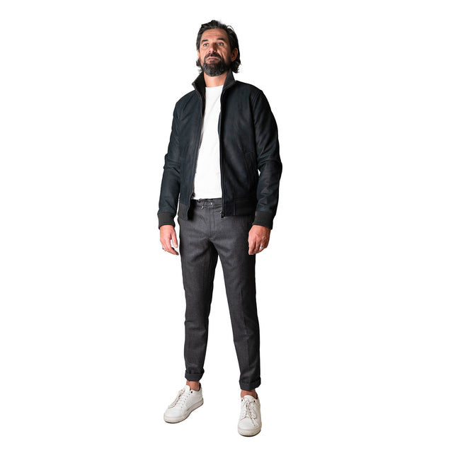 Bombers "Honfleur" en Nubuck Bleu Marine (Mouton Retourné)