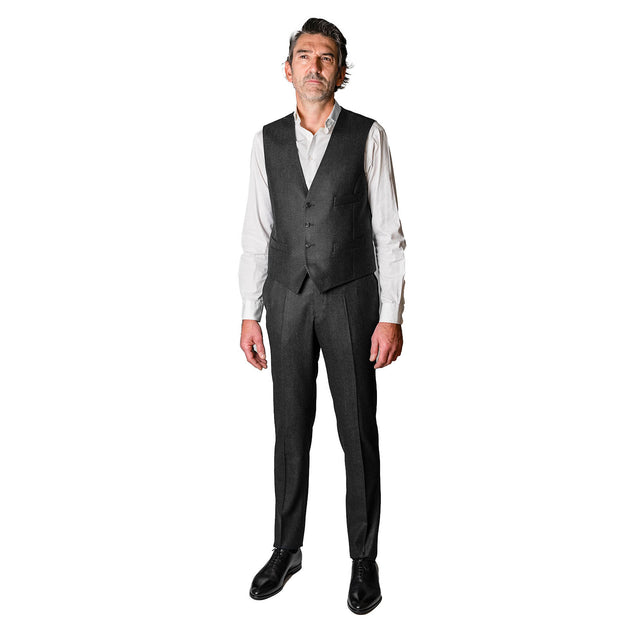 Gilet "Copenhague" en Tweed Chiné Gris Anthracite Vitale Barberis Canonico