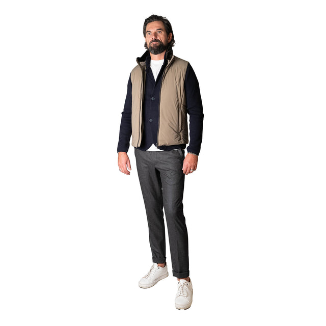 Gilet "Courcelles" Sans Manches Beige avec Col Fourrure Amovible