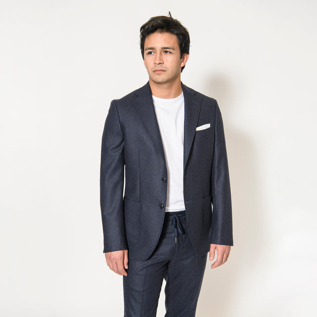 Veste "Ayrton" en Flanelle Bleu Marine Vitale Barberis Canonico