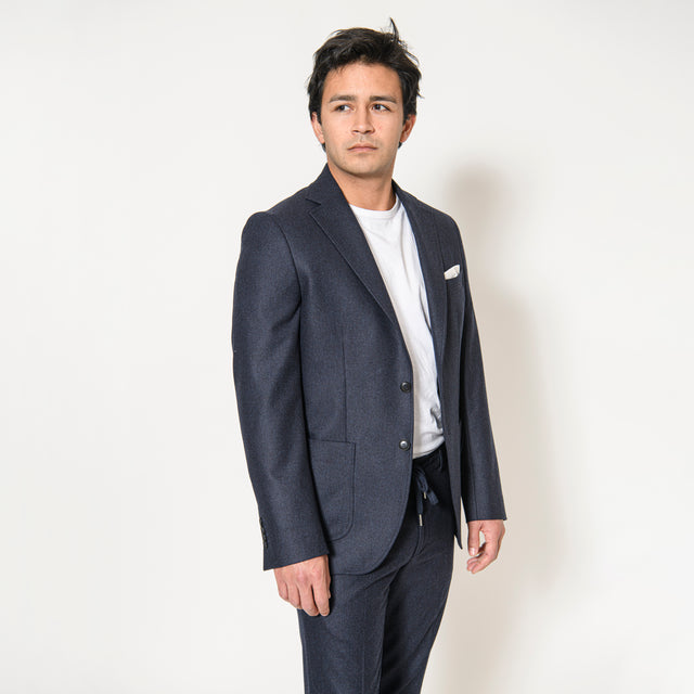 Veste "Ayrton" en Flanelle Bleu Marine Vitale Barberis Canonico