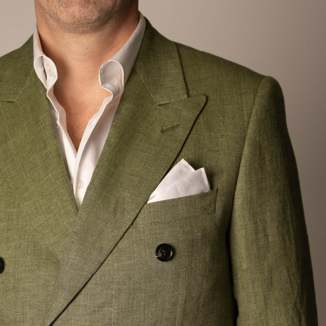 Costume Croisé en Lin "Cap Ferrat" Vert Clair de chez Angélico