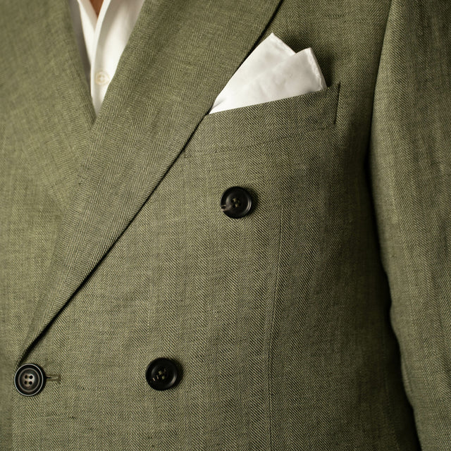 Costume Croisé en Lin "Cap Ferrat" Vert Clair de chez Angélico