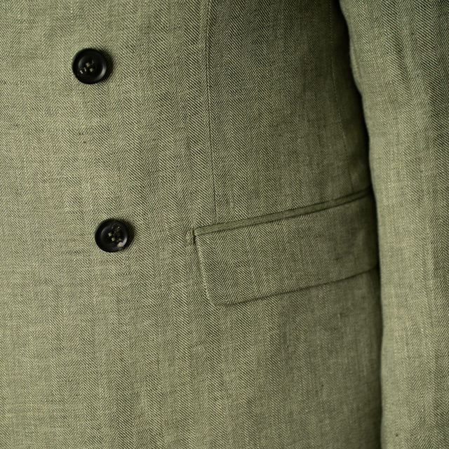 Costume Croisé en Lin "Cap Ferrat" Vert Clair de chez Angélico