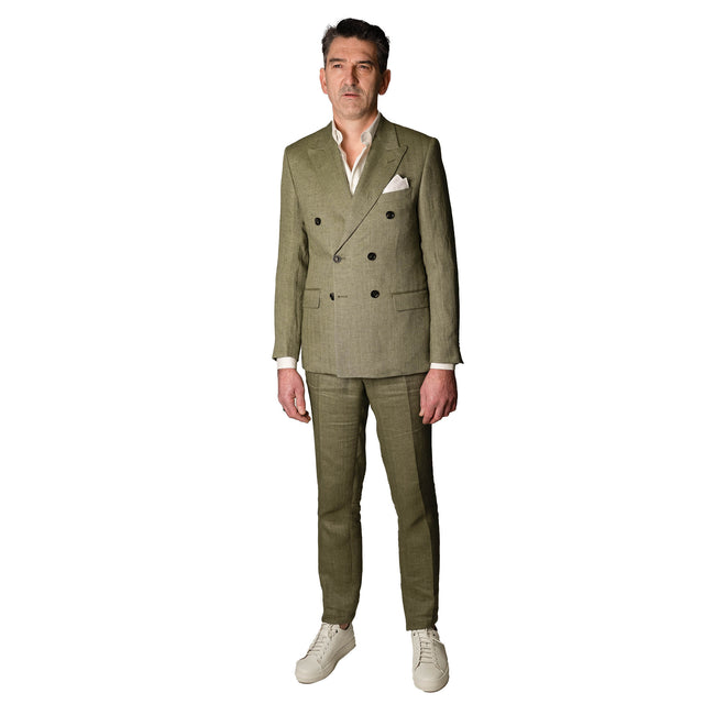 Costume Croisé en Lin "Cap Ferrat" Vert Clair de chez Angélico