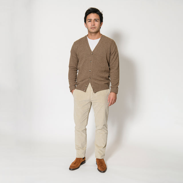 Cardigan "Biella" Boutonnés Taupe ou Marron Clair