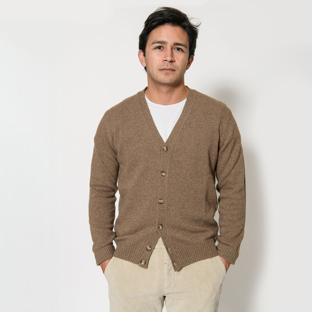 Cardigan "Biella" Boutonnés Taupe ou Marron Clair